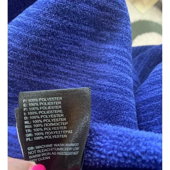 The North Face Fleece Jacket Womens Large Cobalt Zipper Hood Pockets - Picture 15 of 15